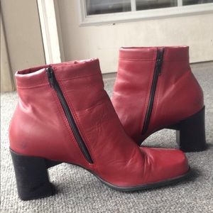 Red Leather Ankle Booties size 8